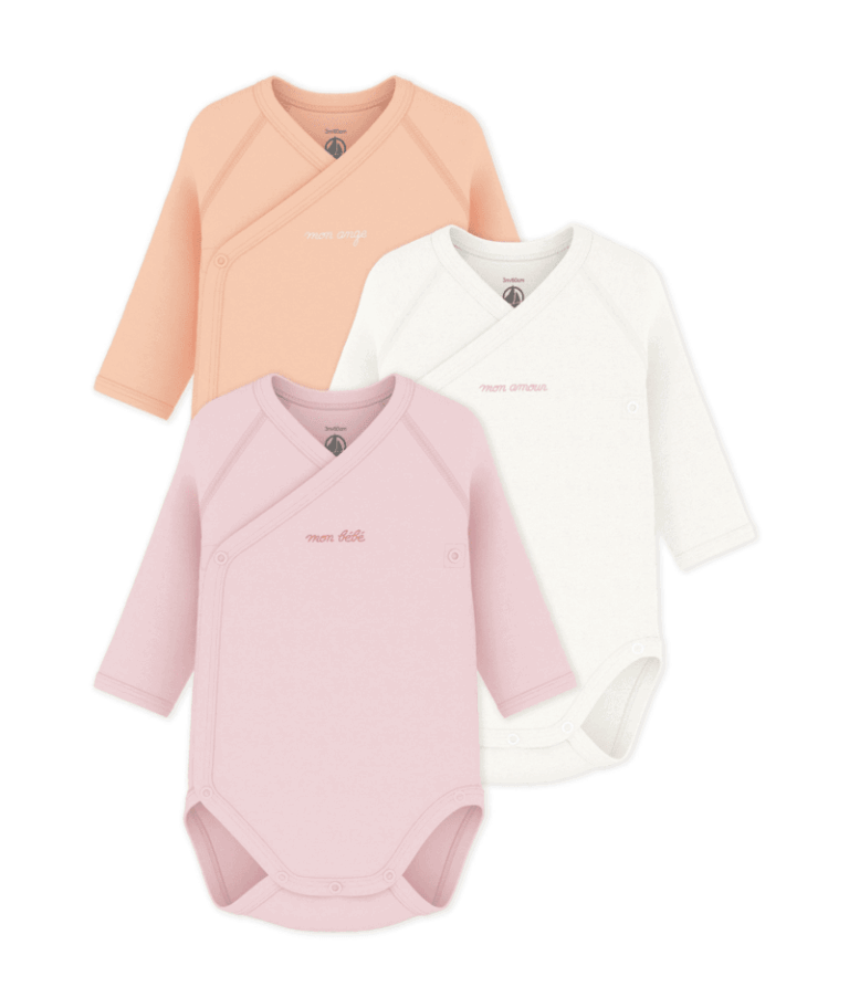 Set van 3 overslagbody’s Lange Mouwen - Roos - Petit Bateau