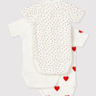 Set van 3 overslagbody's korte mouwen - Hartjes - Petit Bateau
