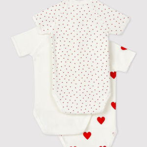 Set van 3 overslagbody's korte mouwen - Hartjes - Petit Bateau Set van 3 overslagbody's korte mouwen - Hartjes - Petit Bateau