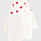 Set van 3 overslagbody's lange mouwen - Hartjes - Petit Bateau