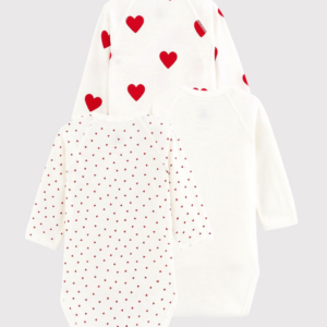 Set van 3 overslagbody's lange mouwen - Hartjes - Petit Bateau Set van 3 overslagbody's lange mouwen - Hartjes - Petit Bateau