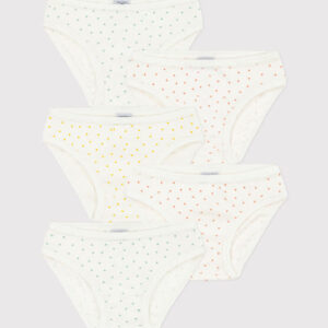 Set van 5 meisjesslips met minihartjes in katoen - Petit Bateau