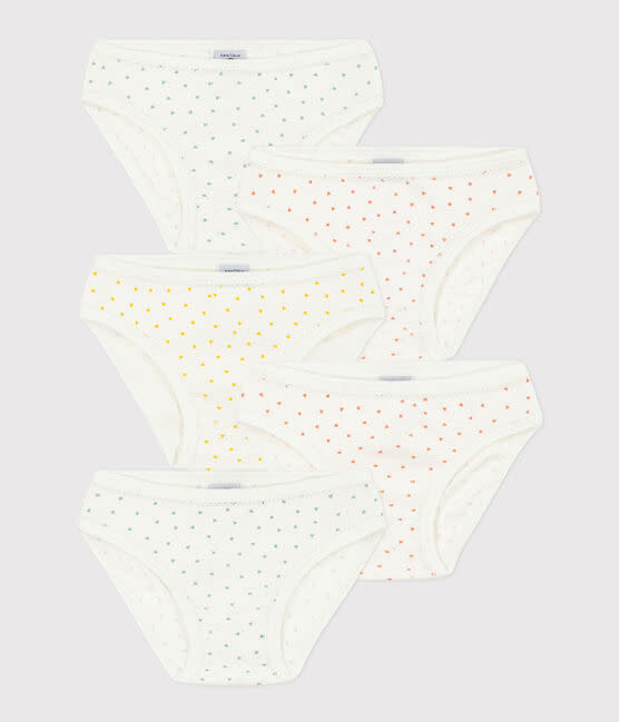 Set van 5 meisjesslips met minihartjes in katoen - Petit Bateau Set van 5 meisjesslips met minihartjes in katoen - Petit Bateau