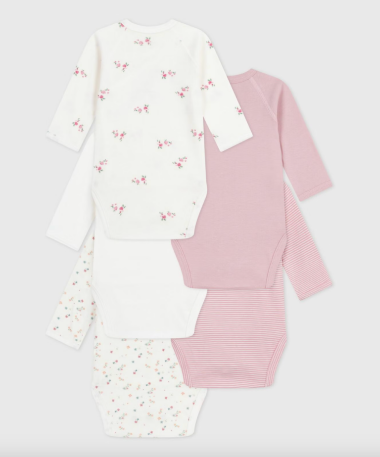 Set van 5 overslagbody’s lange mouwen - Vintage Flowers - Petit Bateau