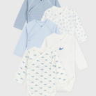 Set van 5 overslagbody’s lange mouwen - Whales - Petit Bateau