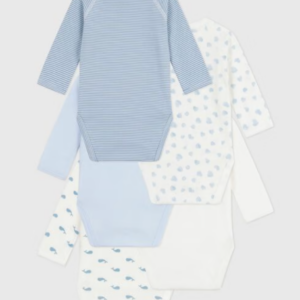 Set van 5 overslagbody’s lange mouwen - Whales - Petit Bateau