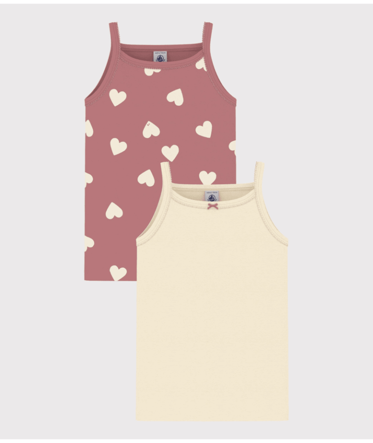 Setje Van Twee Katoenen Kinderhemdjes - Hartjes - Petit Bateau