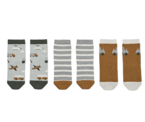 Sila Socks - Set van 3 - Vehicles Dove Blue - Liewood