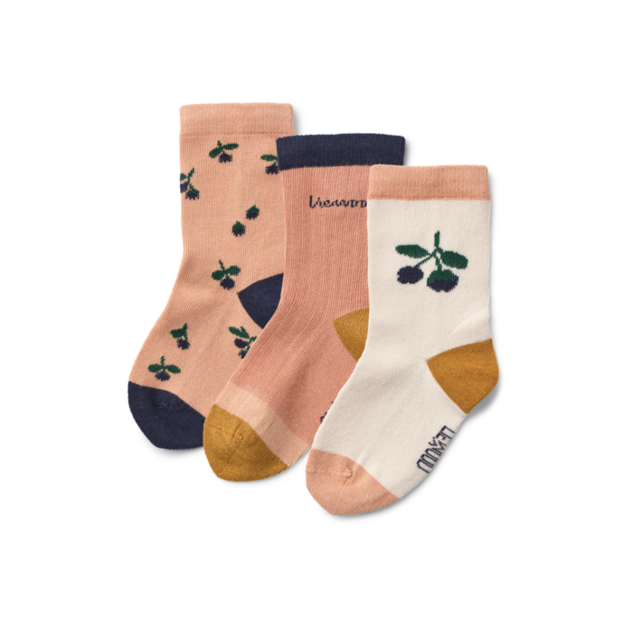 Silas Socks 3-Pack - Berry / Pale Tuscany - Liewood Silas Socks 3-Pack - Berry / Pale Tuscany - Liewood