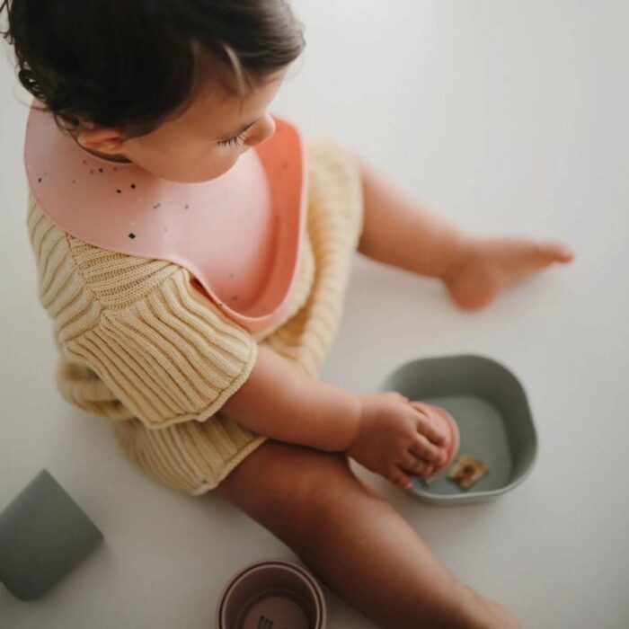 Silicone Bib - Powder Pink Confetti - Mushie