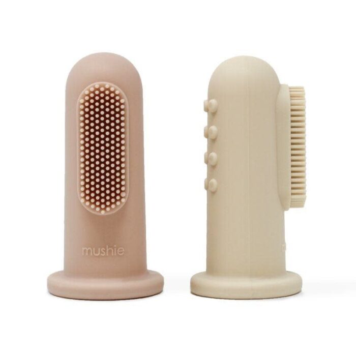 Silicone Vingertandenborstel - Sand/Blush - Mushie