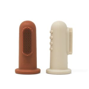 Silicone Vingertandenborstel - Sand/Clay - Mushie