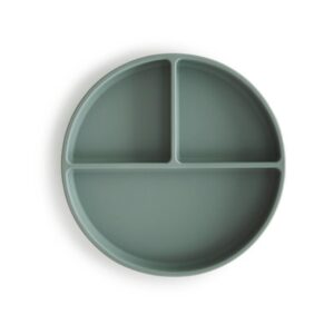 Siliconen bord met verdeelvakjes en zuignap - Cambridge Blue - Mushie
