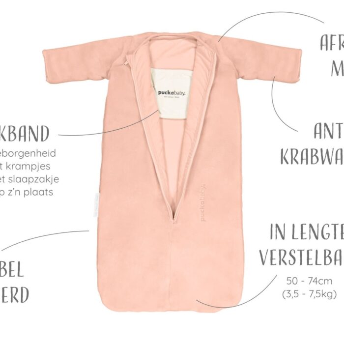 Slaapzak Newborn - Teddy - Peach - Puckababy Slaapzak Newborn - Teddy - Peach - Puckababy