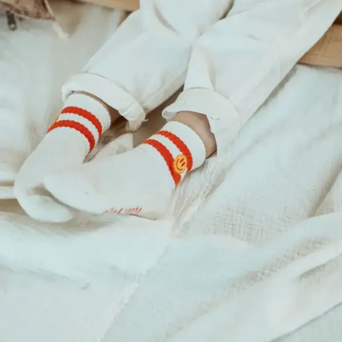 Smiley Socks - Coral - Ella & Rapha Smiley Socks - Coral - Ella & Rapha