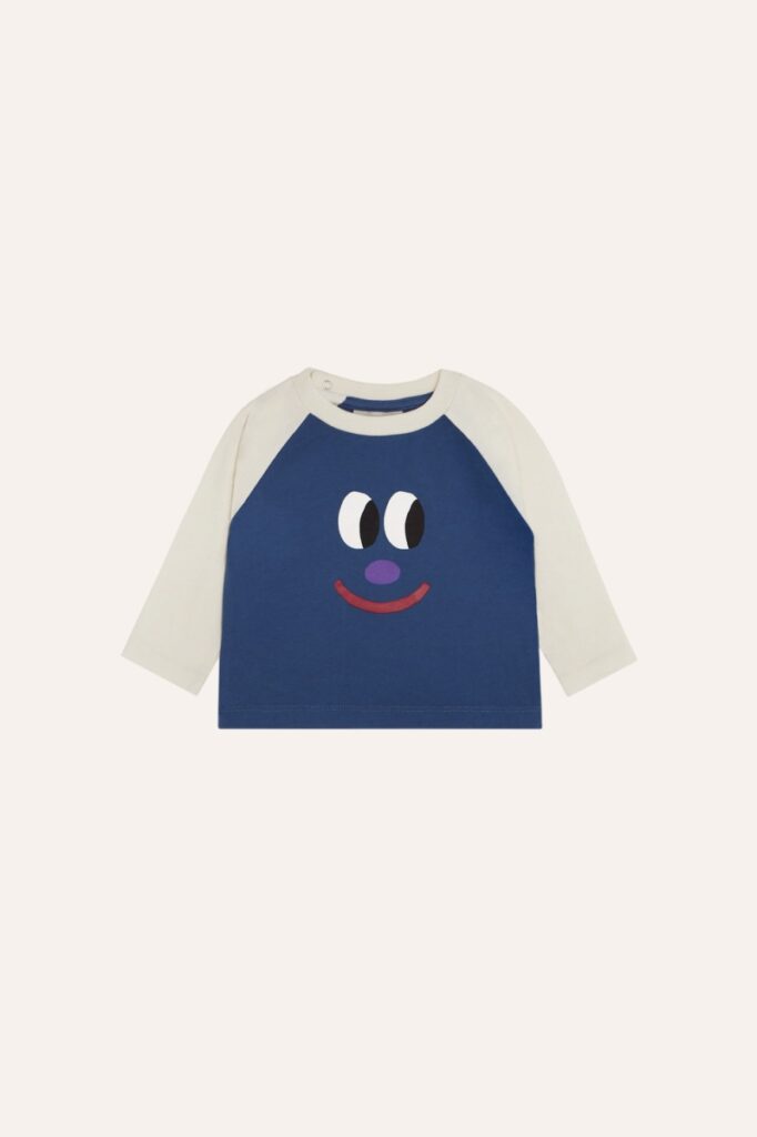 Smiling Face Baby Tshirt - Blue - The Campamento