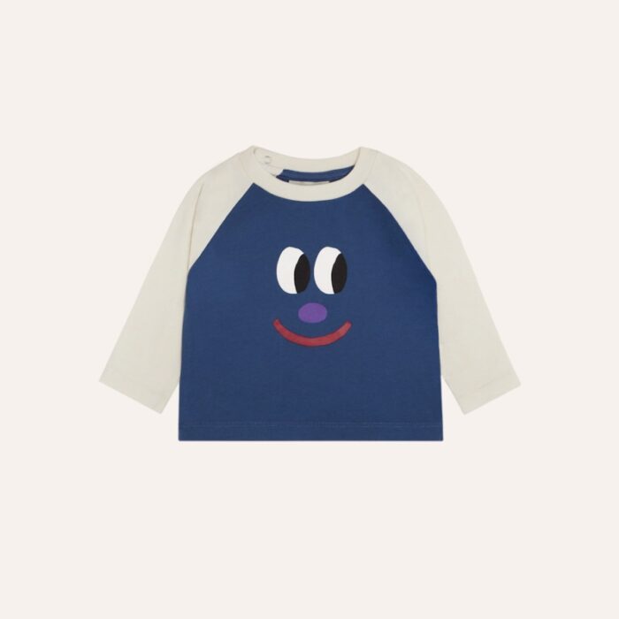 Smiling Face Baby Tshirt - Blue - The Campamento