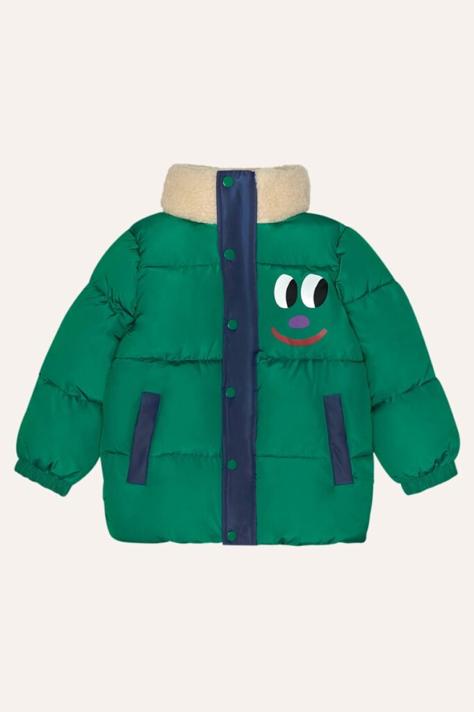 Smiling Face Puffer Jacket - Green - The Campamento