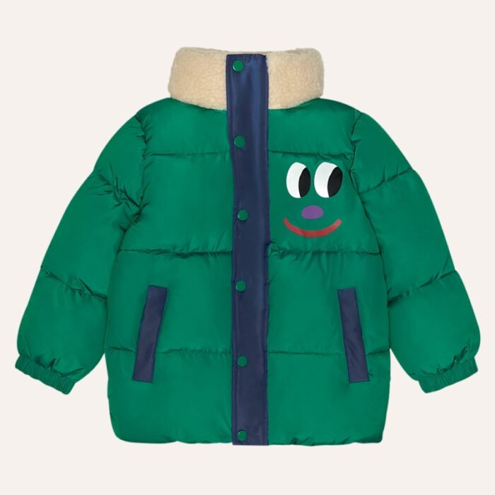 Smiling Face Puffer Jacket - Green - The Campamento