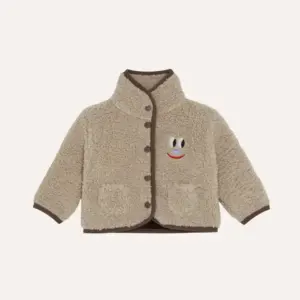 Smiling Face Teddy Baby Jacket - Ecru - The Campamento