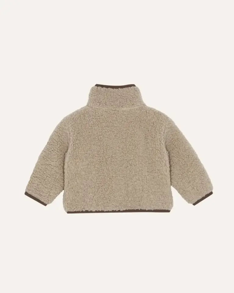 Smiling Face Teddy Baby Jacket - Ecru - The Campamento