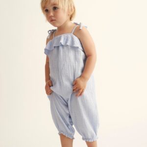 Soft gauze baby jumpsuit - sky blue - My Little Cozmo