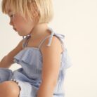 Soft gauze baby jumpsuit - sky blue - My Little Cozmo