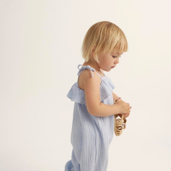 Soft gauze baby jumpsuit - sky blue - My Little Cozmo