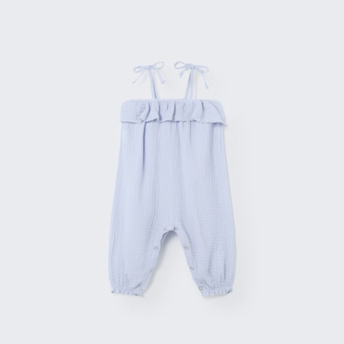 Soft gauze baby jumpsuit - sky blue - My Little Cozmo