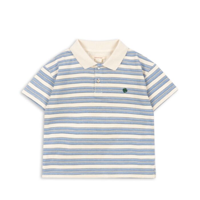 Spotty Short Sleeve Polo - Stripe Ciel - Konges Slojd Spotty Short Sleeve Polo - Stripe Ciel - Konges Slojd