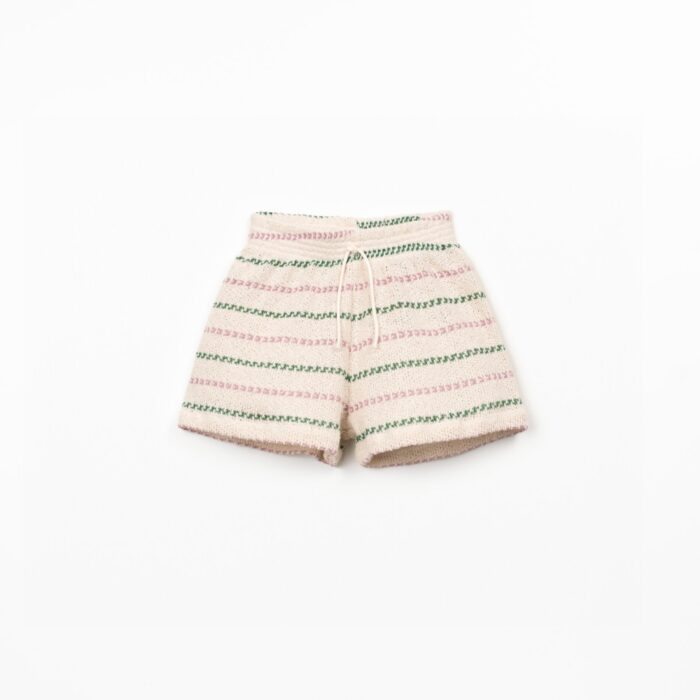 Striped Jersey Shorts Girl - Dusty Rose/Green - Play Up Junior