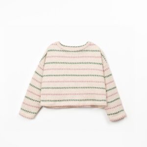 Striped Jersey Sweater - Dusty Rose/Green - Play Up Junior