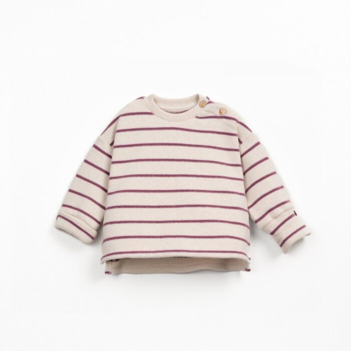 Striped Jersey Sweater Button - Amora - Play Up Striped Jersey Sweater Button - Amora - Play Up