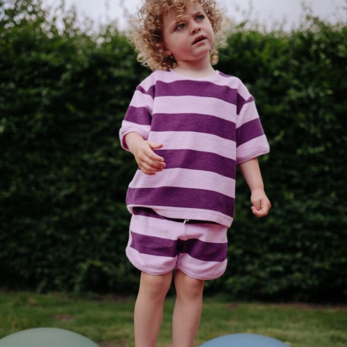 Striped Towel Shorts Plum - Daily Brat Striped Towel Shorts Plum - Daily Brat