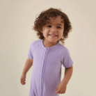 Summer Sleepsuit Rib Two Way Zip Up - Lila - Mori