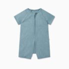 Summer Sleepsuit Rib Two Way Zip Up - Sky - Mori