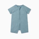 Summer Sleepsuit Rib Two Way Zip Up - Sky - Mori