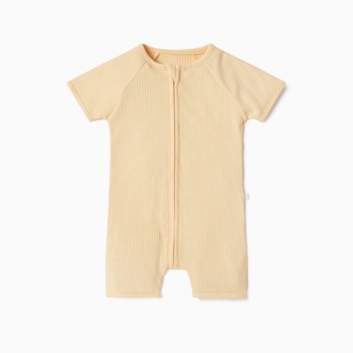 Summer Sleepsuit Rib Two Way Zip Up - Yellow - Mori Summer Sleepsuit Rib Two Way Zip Up - Yellow - Mori