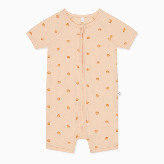 Summer Sleepsuit Rib Zip Up - Shell Print - Mori