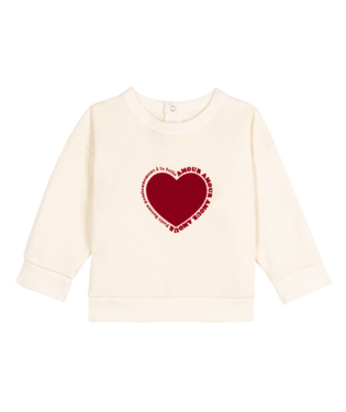 Sweatshirt Heart - Milk - Petit Bateau Sweatshirt Heart - Milk - Petit Bateau