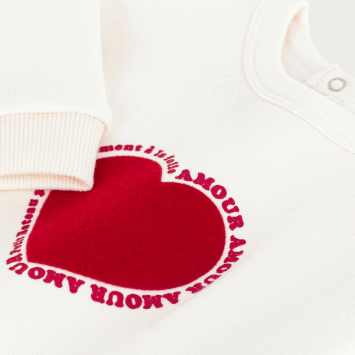 Sweatshirt Heart - Milk - Petit Bateau Sweatshirt Heart - Milk - Petit Bateau
