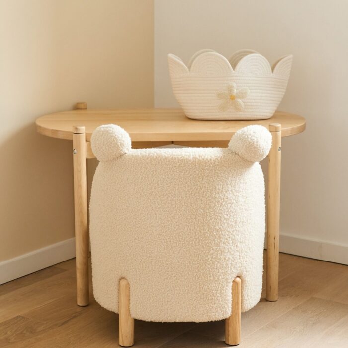 Teddy Wieg Ecru + Kindertafel - Childhome