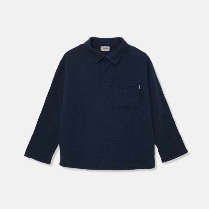 Textured baby shirt - Navy - My Little Cozmo Textured baby shirt - Navy - My Little Cozmo