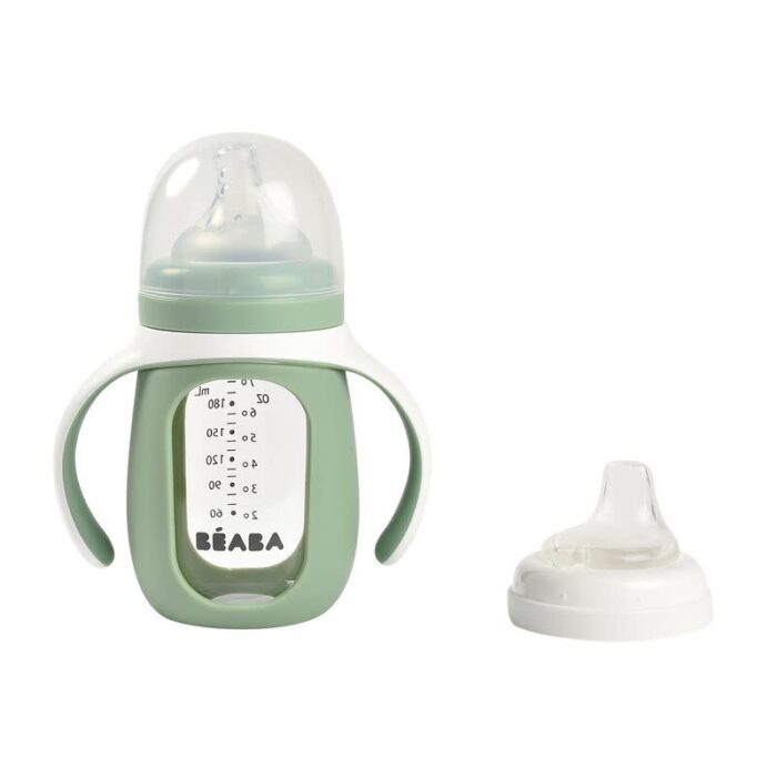 Training Glazen Fles 210ml - Sage Green - Beaba