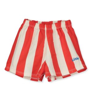 Twill Baby Short - Lotie Red Stripes Offwhite - Lotiekids