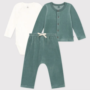 Velours set van 3 - Green - Petit Bateau