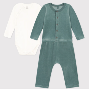 Velours set van 3 - Green - Petit Bateau