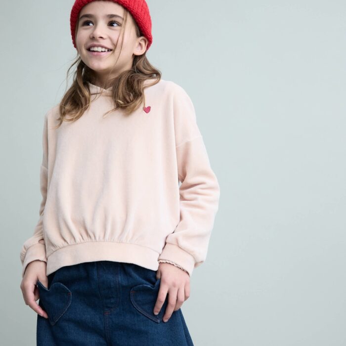 Velvet Hoodie - Cream Pink - Buho Velvet Hoodie - Cream Pink - Buho