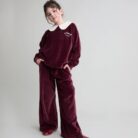 Velvet Wide Leg Pants - Pomegranate - Buho