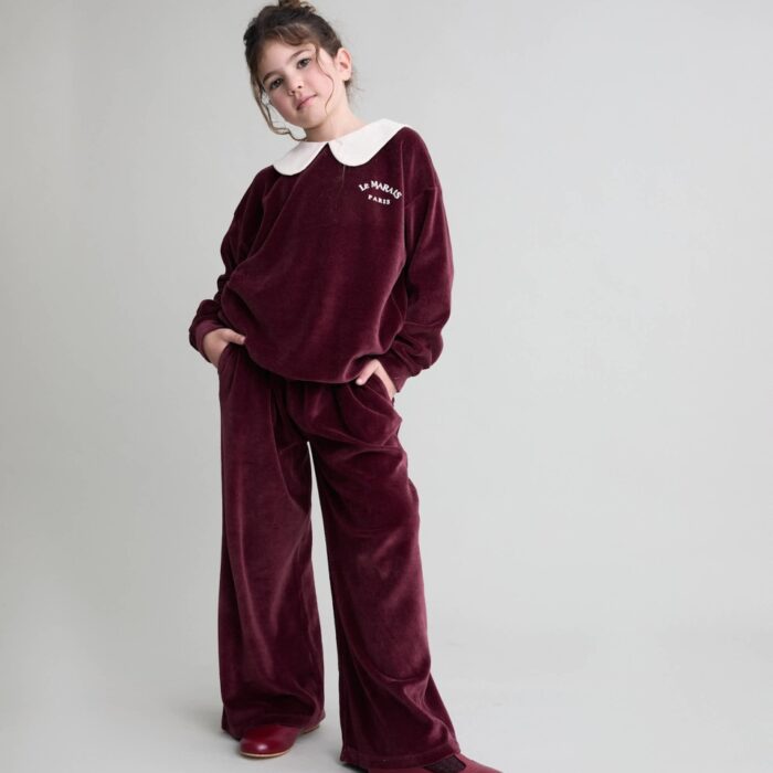 Velvet Wide Leg Pants - Pomegranate - Buho